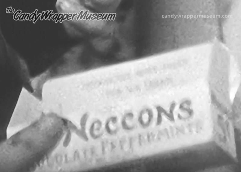 Image of an altered box of Necco Chocolate Peppermints to read 